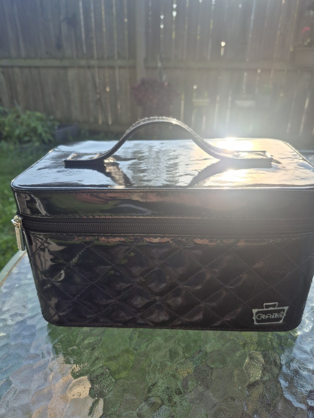 Lole Black Quilted Train Case Cosmetic Bag